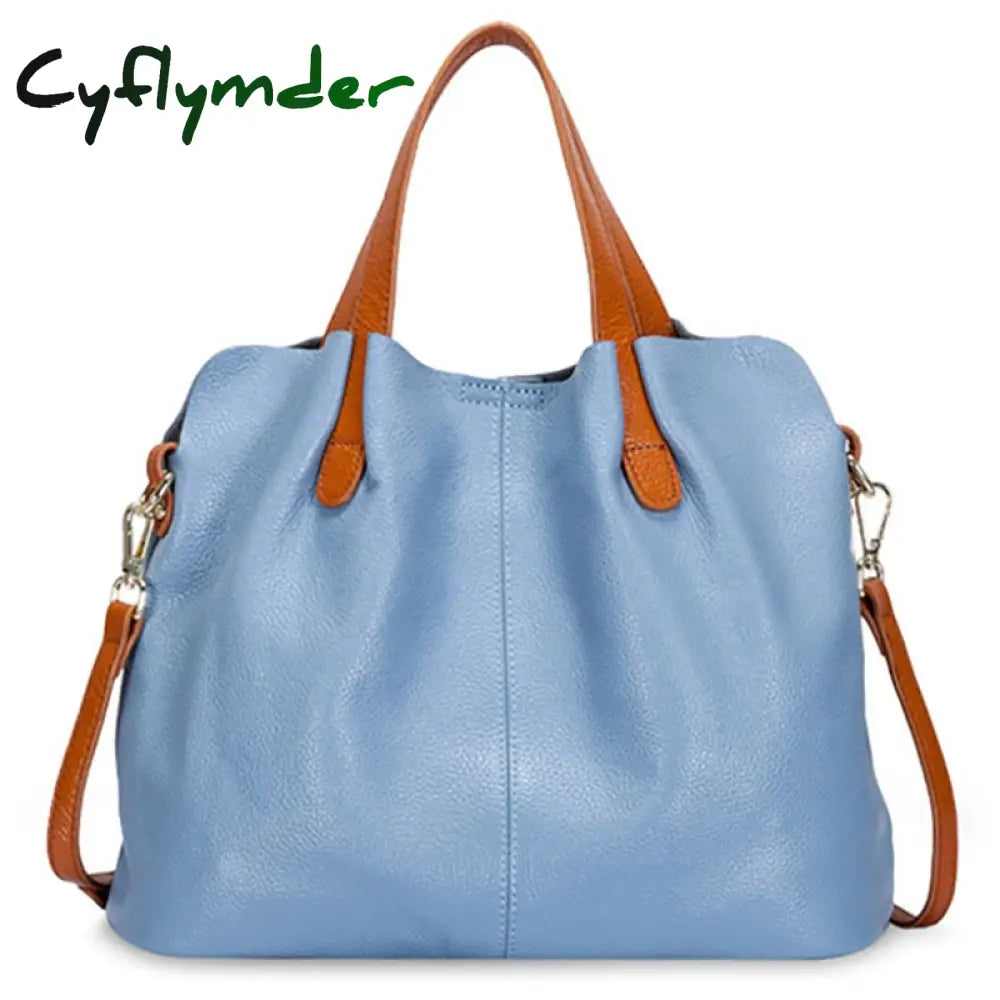 Cyflymder Genuine Leather Women’s Bag Fashion Commute Handbags Solid Color Tote Messenger Luxury