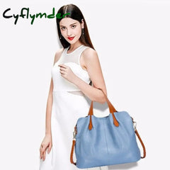 Cyflymder Genuine Leather Women’s Bag Fashion Commute Handbags Solid Color Tote Messenger Luxury
