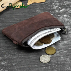 Cyflymder Genuine Leather Zipper Coin Card Purse Real Leather Rfid Card Holder Clutch Wallets Slots For Men Women Mini