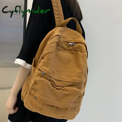 Cyflymder Girl Fabric School Bag New Fashion College Student Vintage Women Backpack Canvas Female Laptop Bag Travel