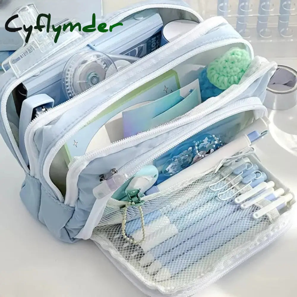 BACK TO SCHOOL Girl Pink Large Capacity Pencil Bag Aesthetic School Cases Girl Korean Stationery Holder Bag Pen Case Students School Supplies