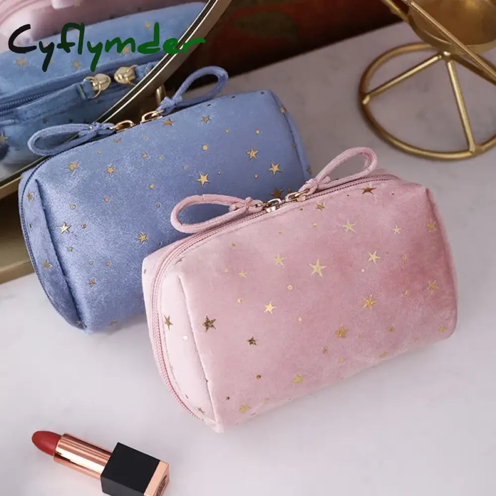 Cyflymder Girl Velvet Makeup Bag Organizer Soft Lipstick Storage Women Toiletry Beauty Make Up Case