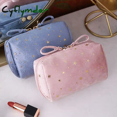 Cyflymder Girl Velvet Makeup Bag Organizer Soft Lipstick Storage Women Toiletry Beauty Make Up Case