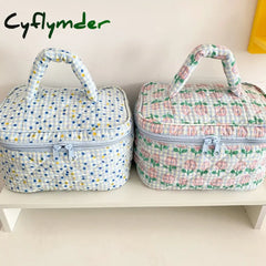 Cyflymder Girls Point Flower Makeup Case Lovely Cosmetic Bag Portable Large Capacity Toiletries