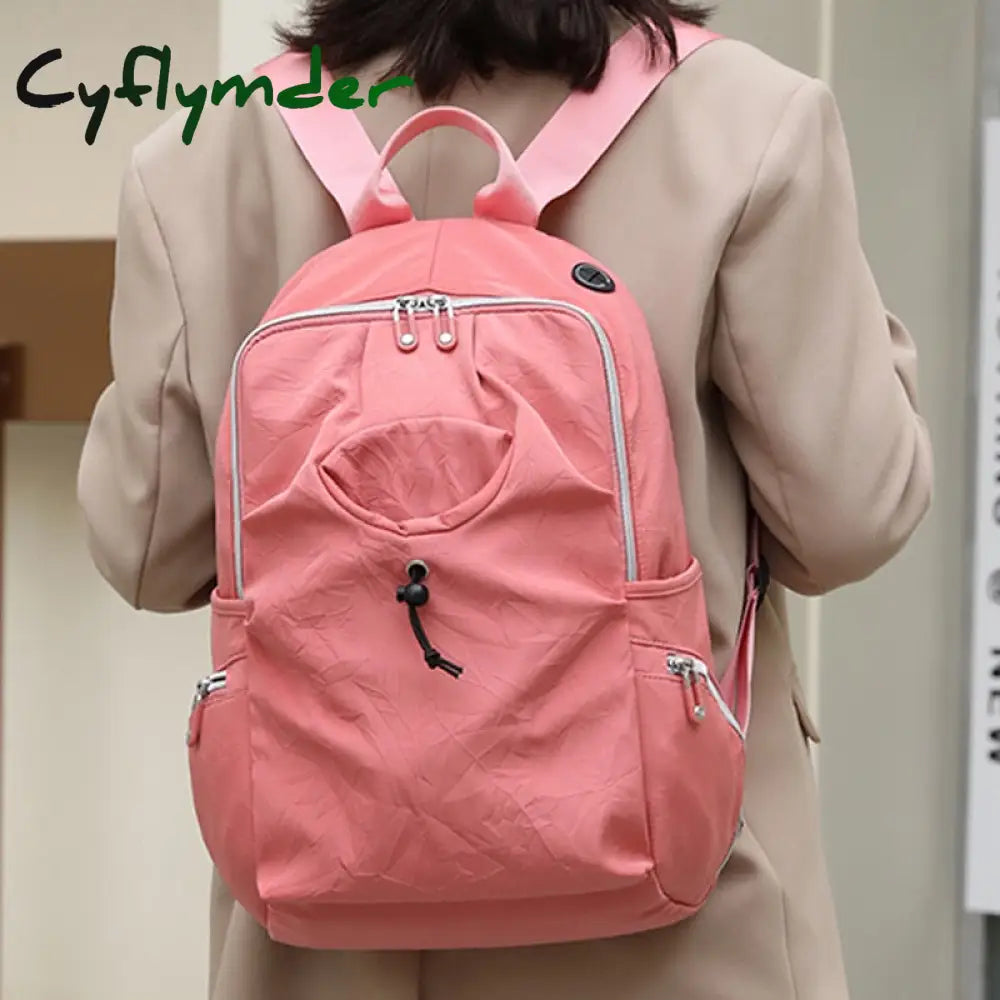 Cyflymder Girls Travel School Bag Lady Leisure Trendy Women Washed Nylon Laptop Book Fashion Female