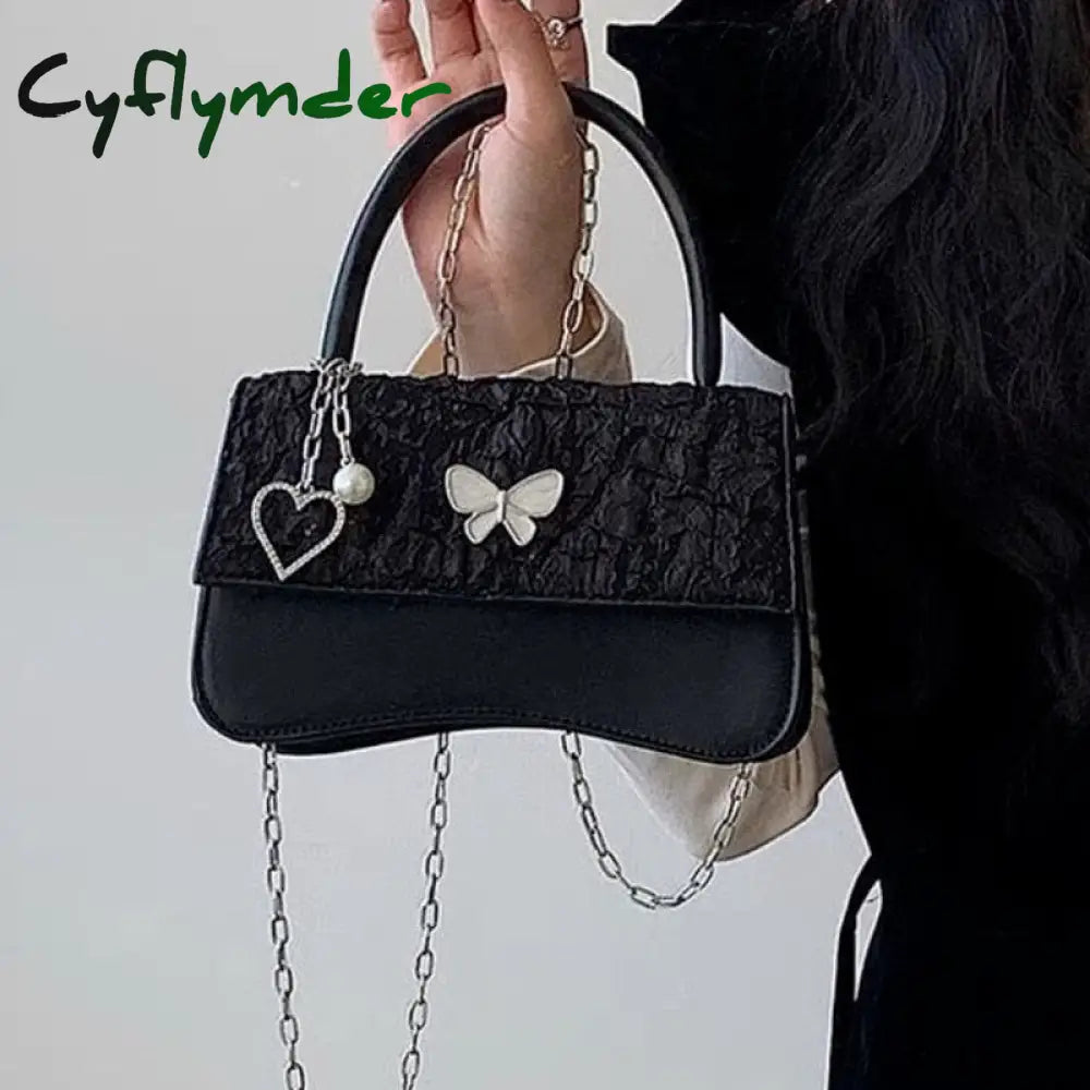 Cyflymder Girly Cute Crossbody Bags Women Butterfly Heart Female Shoulder Bag With Chain Womens