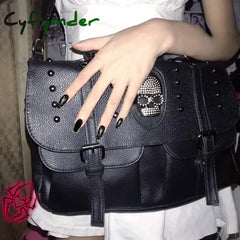 Cyflymder Gothic Bag Women Harajuku Punk Womens Shoulder Rivet Rhinestone Skull Female Handbags Big