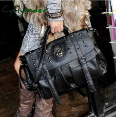 Cyflymder Gothic Bag Women Harajuku Punk Womens Shoulder Rivet Rhinestone Skull Female Handbags Big