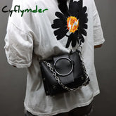 Cyflymder Gothic Messenger Bag Autumn Babes Moto Biker Handbags For Women Pu Leather Chain