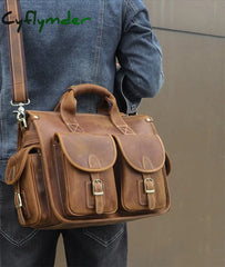 Cyflymder Grade Quality Laptop Briefcase Crazy Horse Genuine Leather Bags Notebook Pc Shoulder Bag
