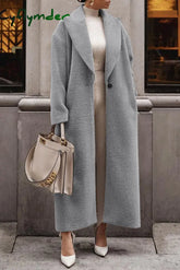 Cyflymder - Grey Casual Solid Cardigan Turndown Collar Outerwear Cardigans