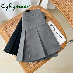 Cyflymder Grey JK Pleated Skirt Women Summer High Waist Solid Preppy Dance Skirts Y2K Korean Slim All-match Mini Skirts