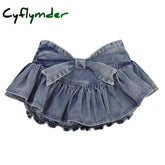 Cyflymder Grunge Y2K Bow Denim Skirt With Shorts Kawaii Women Vintage Gyaru Ruffle Low Waist Sexy