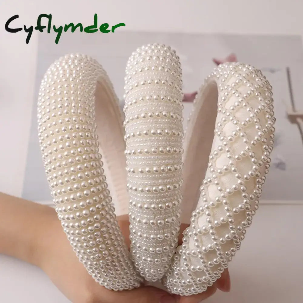Cyflymder Hair Hoop Women Hairbands Sweet Handbands For Women Beaded Pearl Headbands Accessories