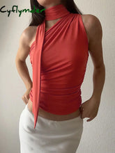 Cyflymder - Halter Neck Asymmetrical Top Orange / Xs Tank Tops & Camis