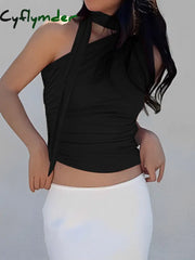 Cyflymder - Halter Neck Asymmetrical Top Tank Tops & Camis