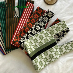 Cyflymder Handmade Knit Handbag Women Mini Flower Knot Wrist Bag Japanese Casual Color Tote Student