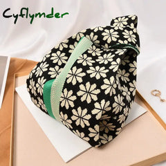 Cyflymder Handmade Knit Handbag Women Mini Flower Knot Wrist Bag Japanese Casual Color Tote Student