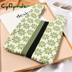 Cyflymder Handmade Knit Handbag Women Mini Flower Knot Wrist Bag Japanese Casual Color Tote Student
