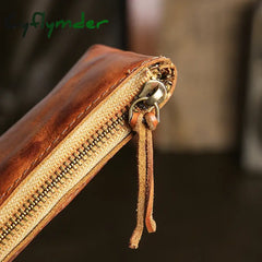 Cyflymder Handmade Original Genuine Leather Short Coin Purse Wallet Male Zipper Simple Mini Small Purse Key Bag Coin