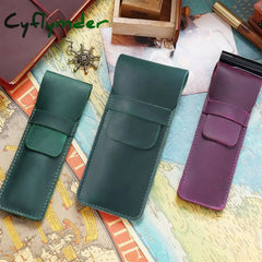 Cyflymder Handmade Pen Bag From Cowhide Genuine Leather Retro Pencil Vintage Style Case Storage For