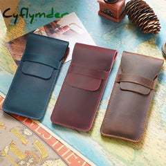 Cyflymder Handmade Pen Bag From Cowhide Genuine Leather Retro Pencil Vintage Style Case Storage For