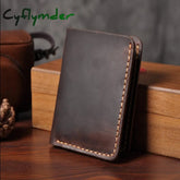 Cyflymder Handmade Vintage Crazy Horse Genuine Leather Men Wallet Purse Short Card For Male Money