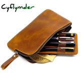 Handmade Zipper Pen Case Leather For Men Women Holder Pen Pouch Vintage Pen Box Organizer Boys Girls School Student Stationery