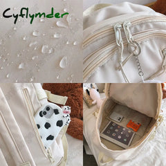 Cyflymder Harajuku Girl Fashion Waterproof Bag Women Kawaii Trendy College Student Backpack Lady
