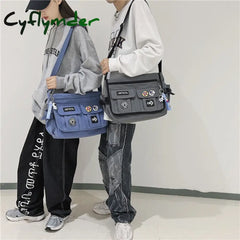 Cyflymder Harajuku Men Nylon Crossbody Bags For Women Messenger Bag Girls School Book Youth Canvas