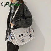 Cyflymder Harajuku Men Nylon Crossbody Bags For Women Messenger Bag Girls School Book Youth Canvas