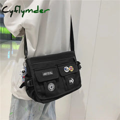 Cyflymder Harajuku Men Nylon Crossbody Bags For Women Messenger Bag Girls School Book Youth Canvas