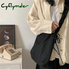 Cyflymder Harajuku New Fashion Folding Women Handbag Tote Ladies Casual Canvas Bag Aesthetic