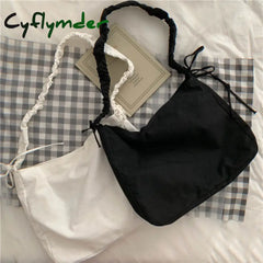 Cyflymder Harajuku New Fashion Folding Women Handbag Tote Ladies Casual Canvas Bag Aesthetic