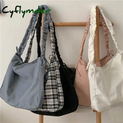 Cyflymder Harajuku New Fashion Folding Women Handbag Tote Ladies Casual Canvas Bag Aesthetic