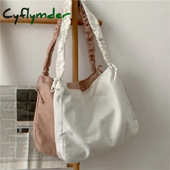 Cyflymder Harajuku New Fashion Folding Women Handbag Tote Ladies Casual Canvas Bag Aesthetic