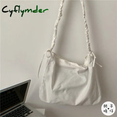 Cyflymder Harajuku New Fashion Folding Women Handbag Tote Ladies Casual Canvas Bag Aesthetic