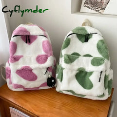 Cyflymder Heart Plush Cartoon Backpack Girl Backpacks Cute Fur Children School Bags Kids Gift Book