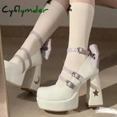 Cyflymder Heels Women Pumps Platform High Heels Ankle Strappy Casual Office Shoes Spring Summer Block Heels mary jane