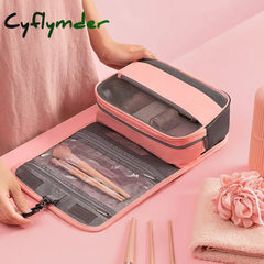 Cyflymder High-End Pu Hanging Makeup Bag Cosmetic Travel Organizer Beautician Women Wash Pouch