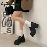 Cyflymder High Heels Loafers Women Shoes Retro Chunky Heels Pumps Woman Uniform College Platform Mary Jane Shoes Ladies