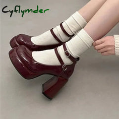 Cyflymder High Heels Marie Janes Shoes Women Shallow Elegant Dress Shoes Fashion Pumps Party New Zapatos Brand Female