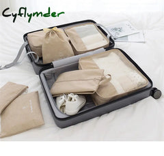 Cyflymder High Quality 7Pcs/Set Travel Bag Set Women Men Luggage Organizer For Clothes Shoe