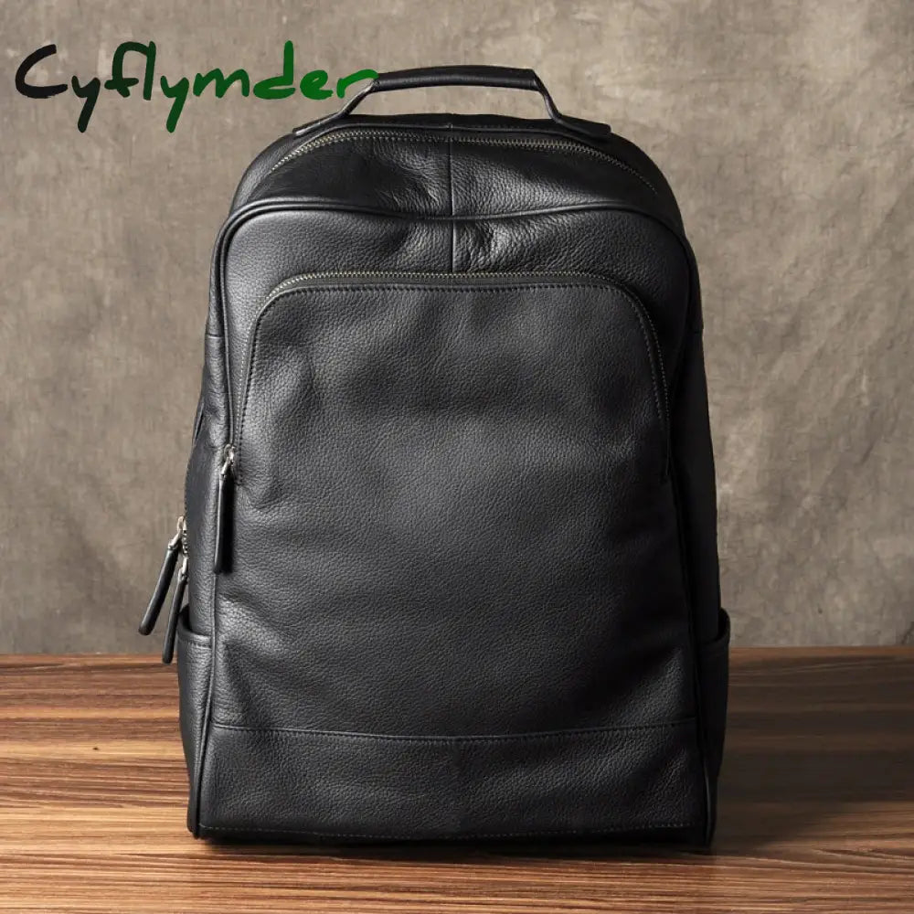 Cyflymder High Quality Fashion Genuine Leather Backpack Men Bagpack Student School Bag Backpack daily male Rucksack