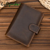 Cyflymder High Quality Genuine Leather Card Wallet Men Women RFID Genuine Leather Short Wallet Multi Cards Slots Button