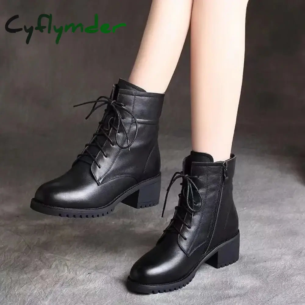 Cyflymder High Quality Ladies Shoes Side Zipper Women’s Boots Fashion Cross-tied Modern Boots Women Hot Sale Plus Size