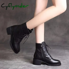 Cyflymder High Quality Ladies Shoes Side Zipper Women’s Boots Fashion Cross-tied Modern Boots Women Hot Sale Plus Size