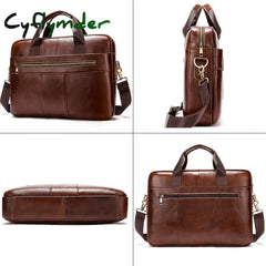 Cyflymder High Quality Leather Briefcases With Shoulder Strap Luxury Designer Messenger Bag