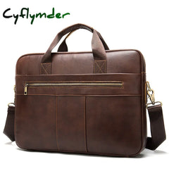 Cyflymder High Quality Leather Briefcases With Shoulder Strap Luxury Designer Messenger Bag