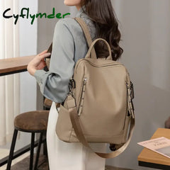 Cyflymder High Quality Leather Designer Backpack Women Shoulder Bags Multifunction Travel Backpacks
